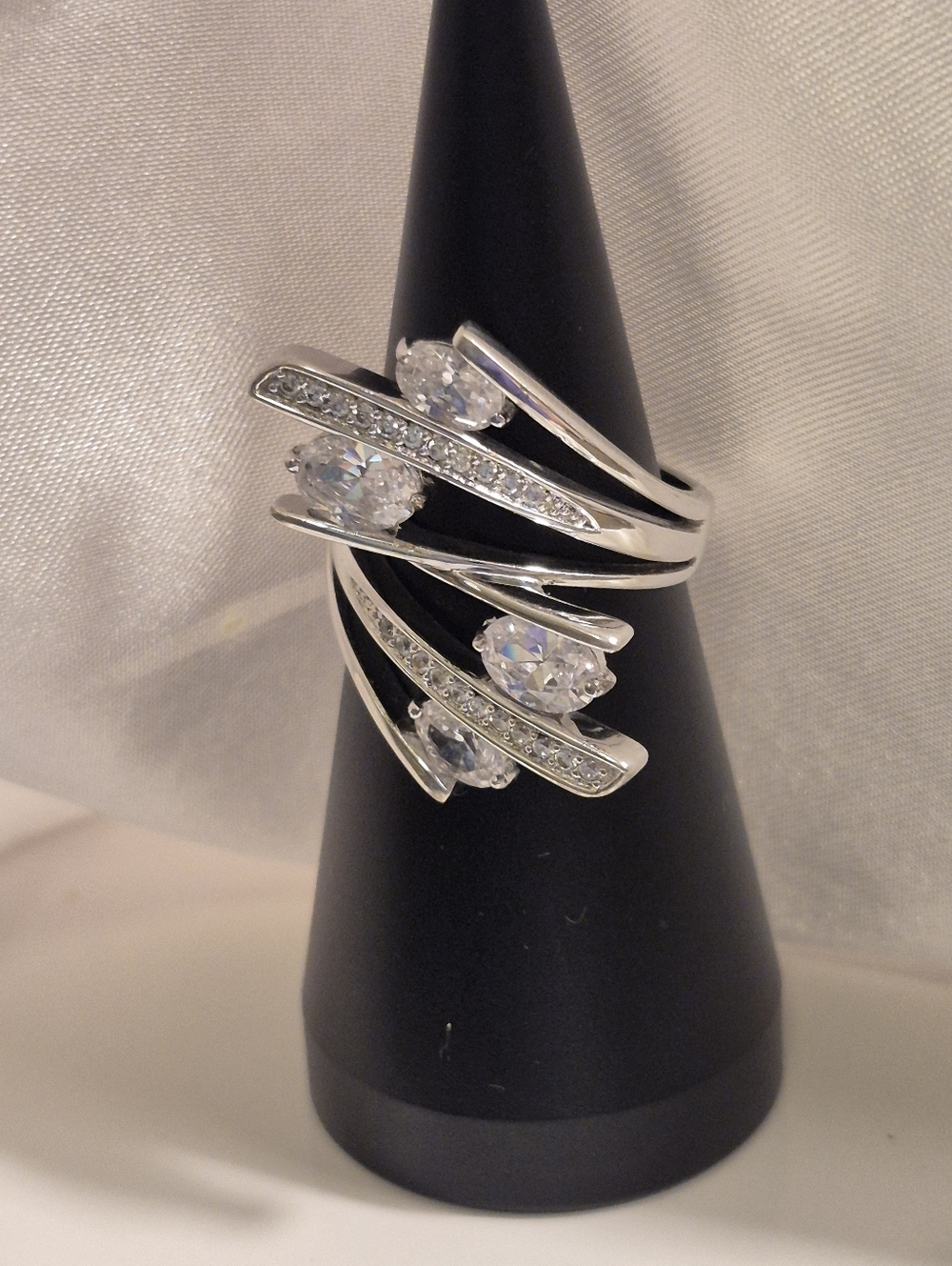 ART DECO Sterling Silver Crystal CZ's Gorgeous Siz 8 Marked ATH 925